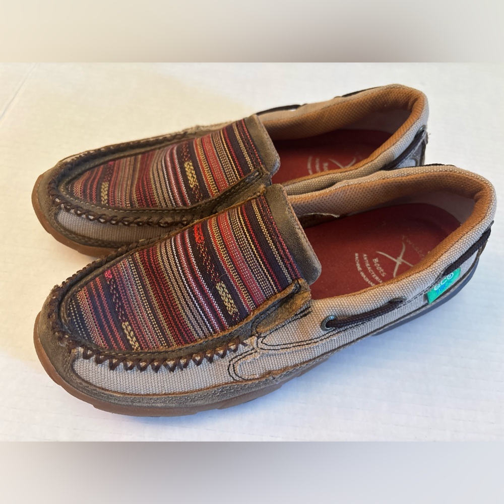 Twisted X Women’s Moc Toe Slip On Shoes Brown Canvas Western Size 7.5 Boho - Picture 4 of 11